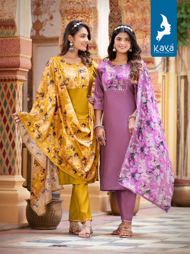 Niharika By Kaya Roman Silk Readymade Suits Catalog